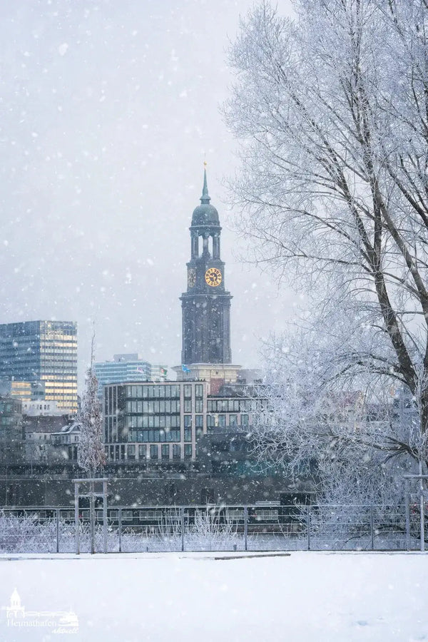 Hamburg im Winter Bilder - Hamburger Michel im Schneegestöber